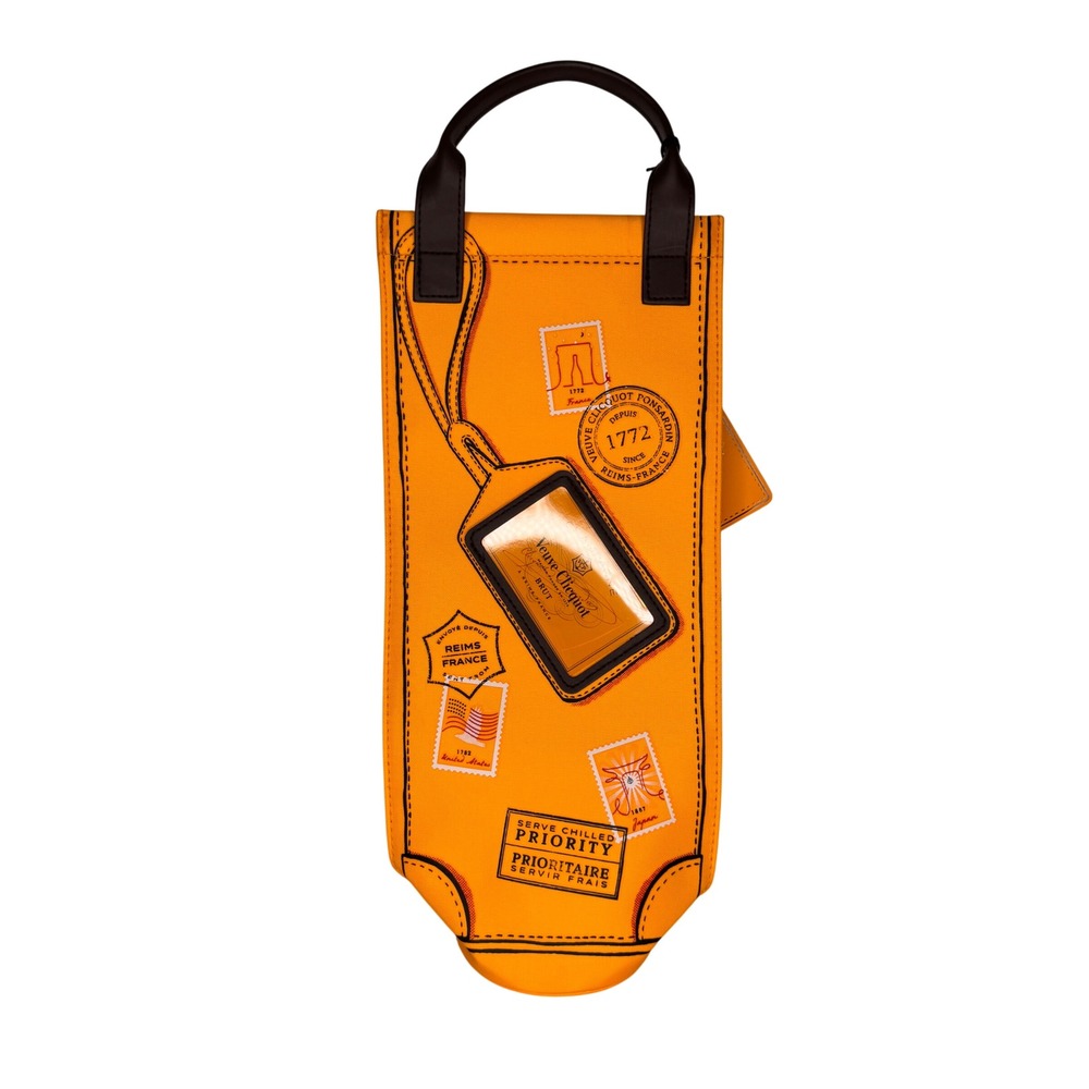 Veuve Clicquot Insulated Champagne Bottle Bag Orange Travel Cooler Sleeve Tote
